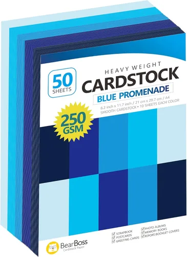 Papel grueso de cartulina de color azul marino, 50 hojas, 8.5 x 11 pulgadas, peso pesado, 92 libras, cartulina para manualidades y fabricación de