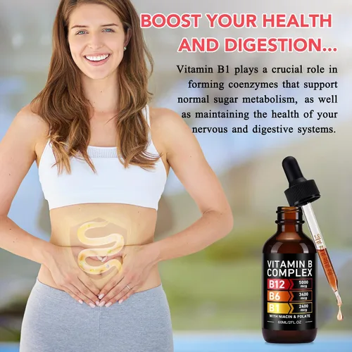 Miniatura 4 de Frovetani - Complejo orgánico de vitamina B para mujeres, 2 unidades líquidas Vitamina B12 Metilcobalamina, vitamina B6, B1, B9, apoyo metabólico