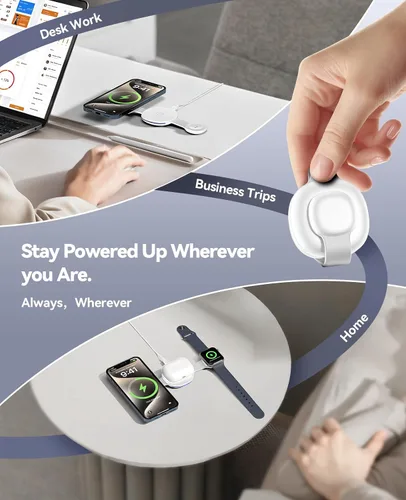 Miniatura 7 de Estación de carga inalámbrica para iPhone, cargador magnético 3 en 1, múltiples dispositivos para Apple, carga rápida de 15 W, almohadilla de carga