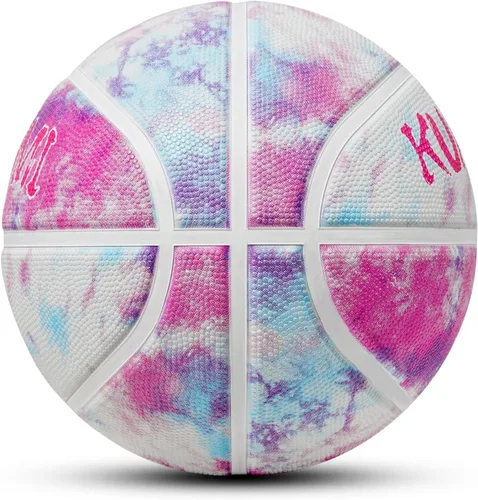 Pelota de baloncesto de goma Kuangmi, tamaño 5 (27.5"), tamaño 4 (25.5"), hecha para juegos deportivos al aire libre y en interiores, parque, playa