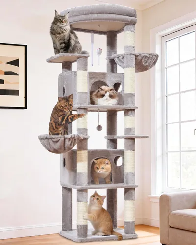 Taoqimiao Árbol para gatos resistente, torre para gatos de 73 pulgadas para gatos de interior, más de 25 libras, árbol para gatos extragrande, 2