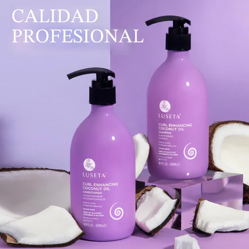 Miniatura 5 de Luseta Juego de champú y acondicionador para cabello rizado con aceite de coco, rebote ilimitado y definición para cabello ondulado y ensortijado