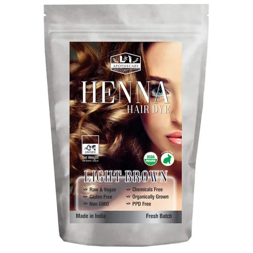 L&I Apothecary Tinte orgánico de henna marrón claro para el cabello, certificado por USDA, natural, sin gluten, sin crueldad animal Marrón claro