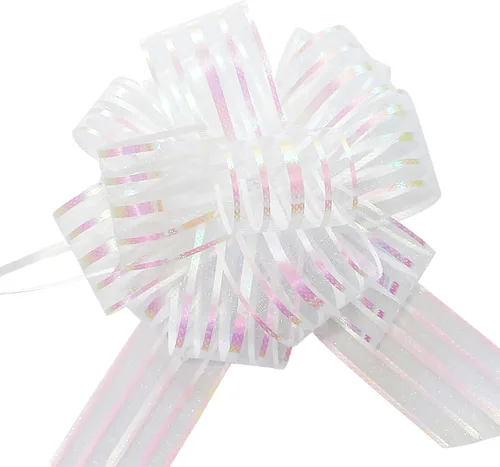 Miniatura 2 de FQTANJU Lazo decorativo, grande, organza, 6 pulgadas, 5 piezas (blanco)