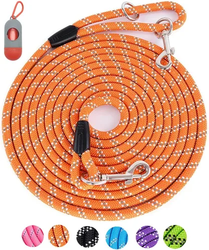 Miniatura 30 de Correa larga para entrenamiento de perros de 10 pies, 16 pies, 30 pies, 50 pies, 100 pies, cuerda de hilos reflectantes, correa resistente para Negro