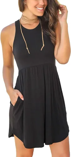 Miniatura 4 de HiMONE Women's 2023 Sleeveless Loose Plain Dresses Casual Short Dress with Pocket