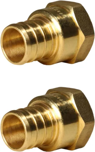 XFITTING Adaptador roscado NPT hembra de 3/4 pulgadas Pex x 1/2 pulgadas, adaptador hembra de crimpado Pex B, latón, puerto completo, 2 piezas