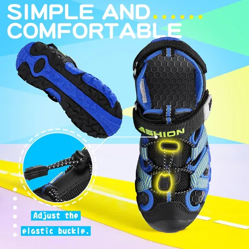 Miniatura 6 de Littleplum Sandalias para niños con puntera cerrada, sandalias deportivas para niños pequeños, zapatos de verano para niños grandes, caminar
