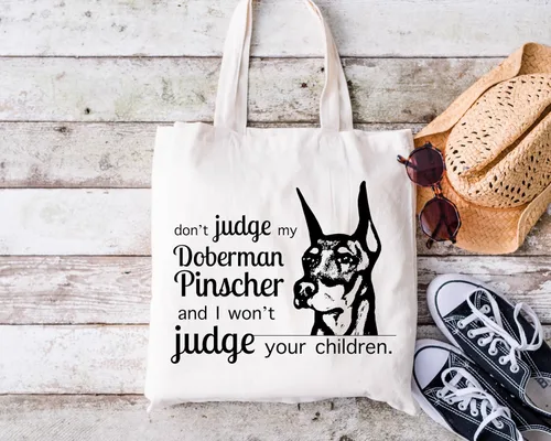 Miniatura 7 de Pet Studio Art Bolso tote Don't Judge My Dog DOBERMAN