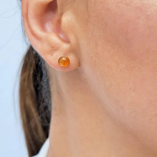 Miniatura 47 de Pendientes naturales de 0.236 in con chapado en oro blanco sobre plata de ley, bisel cabujón de piedras preciosas regalo de joyería para ella