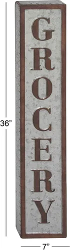 Miniatura 4 de Deco 79 59450 - Letrero de pared de hierro envejecido, 36 x 7 pulgadas, gris/marrón