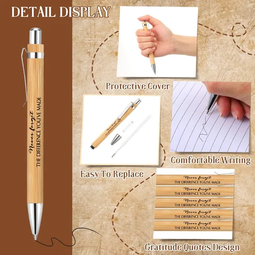 Miniatura 3 de Fuutreo 50 bolígrafos de bambú inspiradores a granel de madera de agradecimiento, regalo para estudiantes, graduación, fiesta, padre, maestro