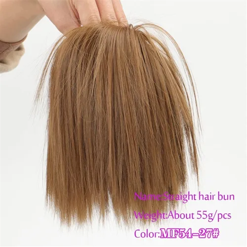 Miniatura 2 de GRFIT Hair Bun Chignon Synthetic Hair Bun Extensions Messy Fluffy Straight Hair Elastic Band Chignon Scrunchy Wrap Updo False Hair Pieces for Women