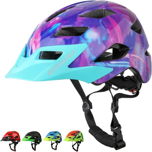 Miniatura 12 de EXCLUSKY - Casco de bicicleta para niños, ajustable, de seguridad, ligero, casco de bicicleta para niños, patinaje, ciclismo, scooter, para niños
