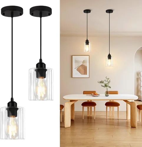 Miniatura 6 de CANMEIJIA 3 lámparas colgantes de 3 luces, lámpara de isla de cocina estilo granja, iluminación colgante industrial para dormitorio y comedor