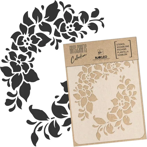 Miniatura 8 de NAKLEO Plantilla de pintura para manualidades A3 de 11.8 x 16.5 pulgadas, patrón de naturaleza de hojas de otoño, plantilla de dibujo de plástico