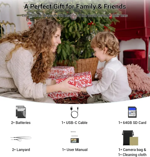 Miniatura 9 de Cámara digital 4K, cámara digital compacta digital de enfoque automático, zoom digital de 16X, cámara de viaje mejorada con tarjeta SD de 64 GB, 2