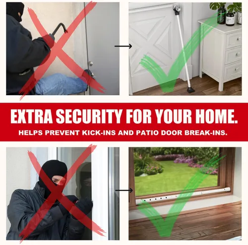 Miniatura 8 de SECURITYMAN - Barra de seguridad de puerta 2 en 1 y barra de seguridad para puerta corrediza de patio (2 unidades) a través de tapas intercambiables