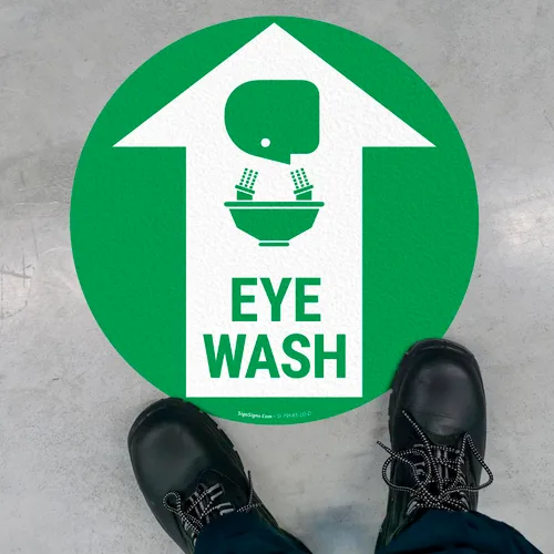 Adhesivo adhesivo antideslizante para suelo de 10 x 10 pulgadas, diseño de lavado de ojos y gráfico, fabricado en Estados Unidos