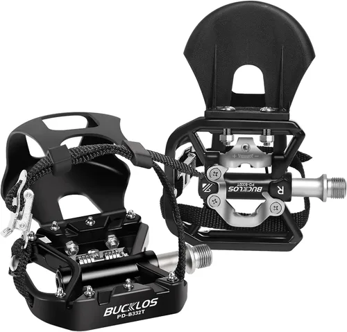 Miniatura 8 de Pedales de Bicicleta Bucklos con Jaulas y Correas para Dedos del Pie - Jaulas de Clips para Dedos de Bicicleta Compatible con Bicicleta de Negro