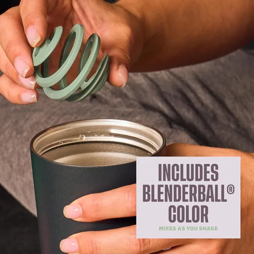 Miniatura 3 de BlenderBottle Vaso mezclador aislado 2 en 1 de acero inoxidable, tapa Swig a prueba de fugas, pajilla, BlenderBall, libre de BPA, para batidos