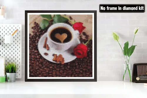 Miniatura 2 de Bimkole Kits de pintura de diamantes 5D, taza de café, taladro completo, grano de café, rosa, juego de bordado de diamantes de imitación de pintura
