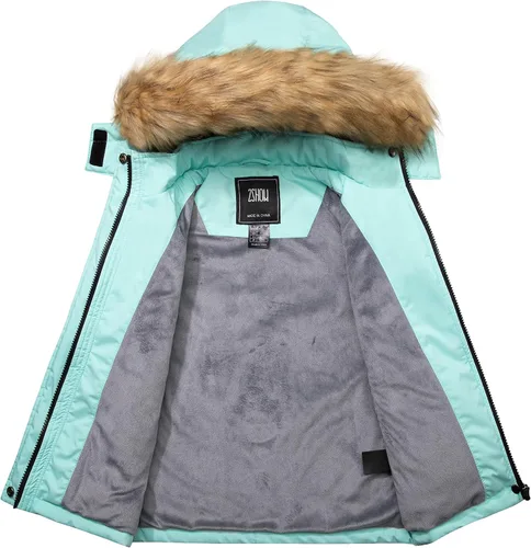 Miniatura 3 de ZSHOW Chaqueta de esquí impermeable para niñas, abrigo de invierno cálido acolchado con forro polar parka