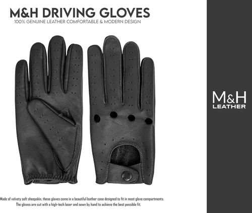 Miniatura 4 de M&H Since 1978 Guantes de conducción para hombre - Guantes de cuero para hombre - Guantes de conducción de automóviles - Guantes de conducción