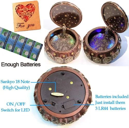 Miniatura 6 de Briskfeel Caja de música con signos del sol y del zodiaco, diosa giratoria, Plays You Are My Sunshine, con movimiento Sankyo de 18 notas, base