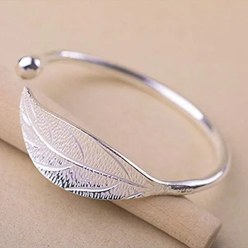Miniatura 4 de YBpineer - Brazalete para mujer con diseño de hojas abiertas