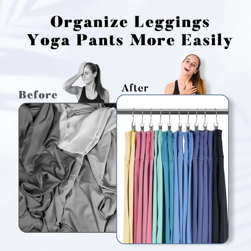Miniatura 5 de Organizadores de armario y clips de almacenamiento, paquete de 20, organizador de leggins para armario, perchas para pantalones de yoga, clips