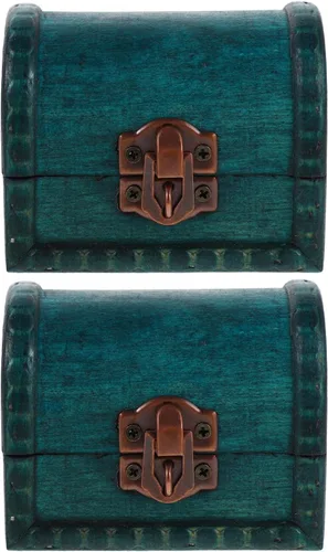 2 cajas de joyería verdes: cofres de tesoro vintage de madera – pequeña caja de almacenamiento decorativa para mujeres – Organizador antiguo de