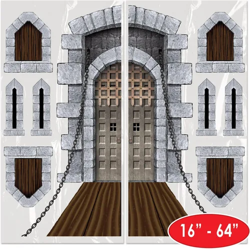 Miniatura 3 de Beistle 18 piezas de accesorios para puertas y ventanas de castillo, de 16 a 64 pulgadas, decoración medieval de plástico impreso para fiestas