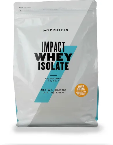Miniatura 12 de Myprotein Impact - Aislado de proteína de suero de leche, 2.2 libras (40 porciones) de caramelo salado, 0.88 oz de proteína y 0.18 oz de BCAA por