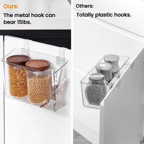 Miniatura 4 de vacane Organizador de plástico para puerta de armario con ganchos extraíbles, cestas colgantes transparentes para organizar sobre el gabinete