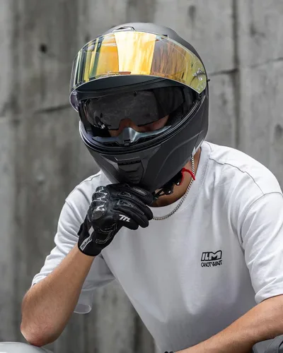 Miniatura 7 de ILM Casco modular de motocicleta para adultos, de cara completa, abatible, con doble visera, Street Bike Racing DOT modelo MM966