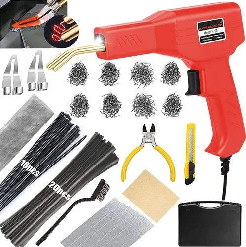 Miniatura 9 de Soldador de plástico, kit de reparación de soldadura de plástico 2 en 1 con 1000 grapas calientes, 4 varillas de soldadura de plástico, cuchillo