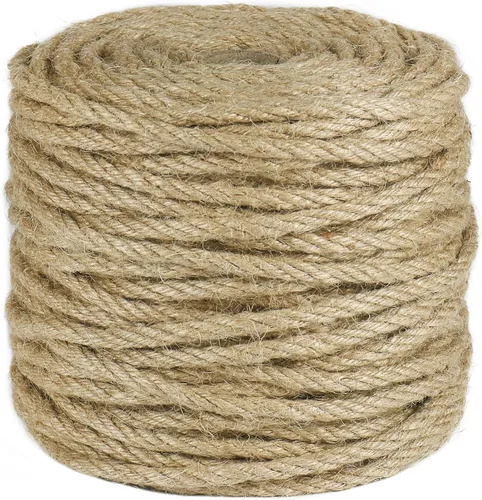 Cuerda de yute Tenn Well de 5 mm, cuerda de 164 pies de 4 capas trenzada gruesa para jardinería, manualidades, reciclaje, poste rascador de gatos,