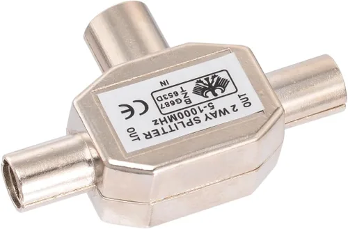 Miniatura 2 de Bingfu Divisor coaxial de antena de 2 vías PAL TV IEC DVB-T 1 hembra a 2 macho RF adaptador interior conector 1 GHz 5-1000 MHz para conexiones 1