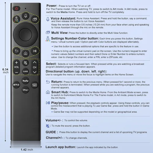 Miniatura 7 de Paquete de 2: reemplazo remoto por voz para control remoto Samsung-TV, compatible con todos los televisores inteligentes Samsung Frame Neo QLED UHD