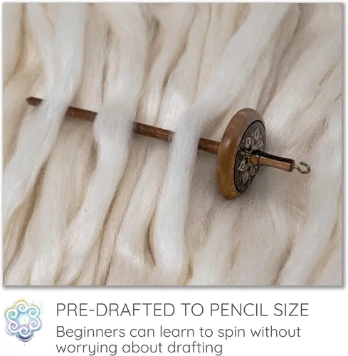 Miniatura 3 de Aprende a girar - Kit de Spinning para principiantes con husillo de caída y lápiz de mezcla de merino/seda Roving. ¡Elige tu color y haz hilo!