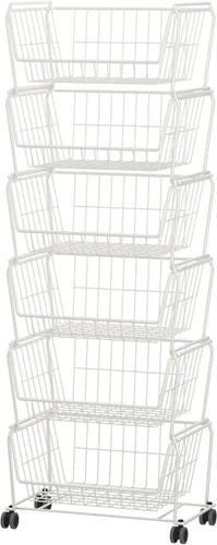 Miniatura 17 de PUSDON Cestas de almacenamiento de metal apilables de 4 niveles, estante antióxido para frutas y verduras, estante de doble uso para cocina, hogar
