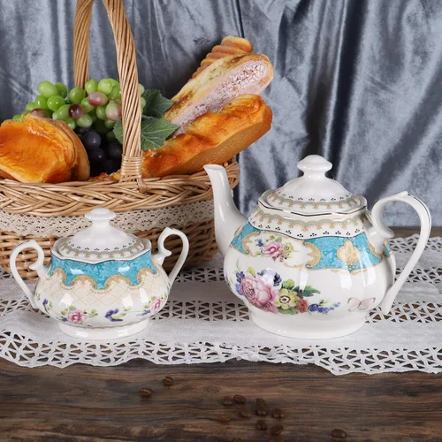 Miniatura 4 de fanquare Juego de té de rosa retro europeo de 15 piezas, juego de té de flora inglesa para adultos, juego de café de porcelana