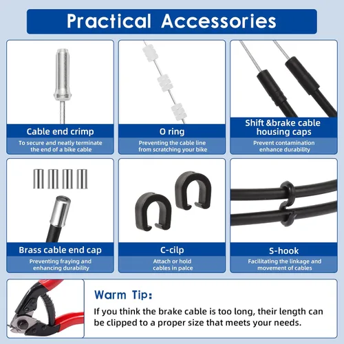 Miniatura 4 de Kit universal de carcasa de cable de freno y desviador de cambio, línea de transmisión de bicicleta estándar con tapas de extremo de cable