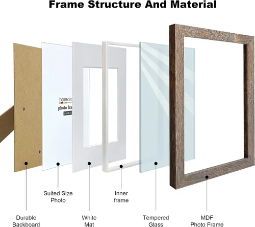 Miniatura 3 de Marco Shadow Box, juego de 4 portarretratos para pared, marcos de fotos rústicos de madera de granja con vidrio templado para galería de pared