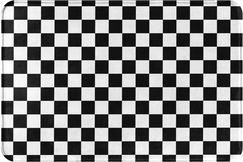 Alfombra de baño a cuadros en blanco y negro para piso de baño, alfombras de baño pequeñas, suaves, lavables, absorbentes, alfombras de ducha,