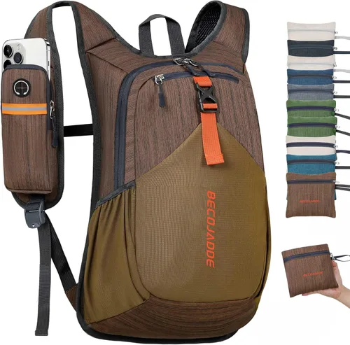 BECOJADDE - Mochila de senderismo pequeña de 15 L para hombres y mujeres, plegable y ultraligera, para viajes, camping y actividades al aire libre,