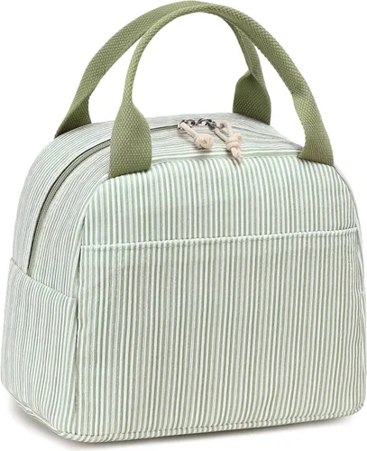 Miniatura 42 de Bluboon Bolsa de almuerzo para mujer, bonita bolsa de almuerzo de pana con correa para el hombro, reutilizable, aislada, gran capacidad
