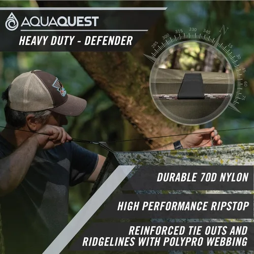 Miniatura 3 de AquaQuest Defender - Lona resistente impermeable (20,000 mm) con costuras selladas para camping, bushcraft y supervivencia Verde oliva (Olive Drab)