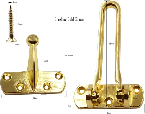 Miniatura 5 de LBY Paquete de 2 cerraduras de puerta de barra oscilante resistente, cerradura de seguridad antirrobo en forma de U, cerradura de puerta de Oro